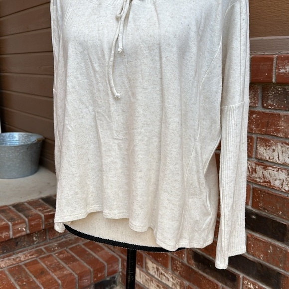 NWT Calme by Johnny Was Tunnel Drawstring Cropped Sweater in Ecru - Picture 3 of 7